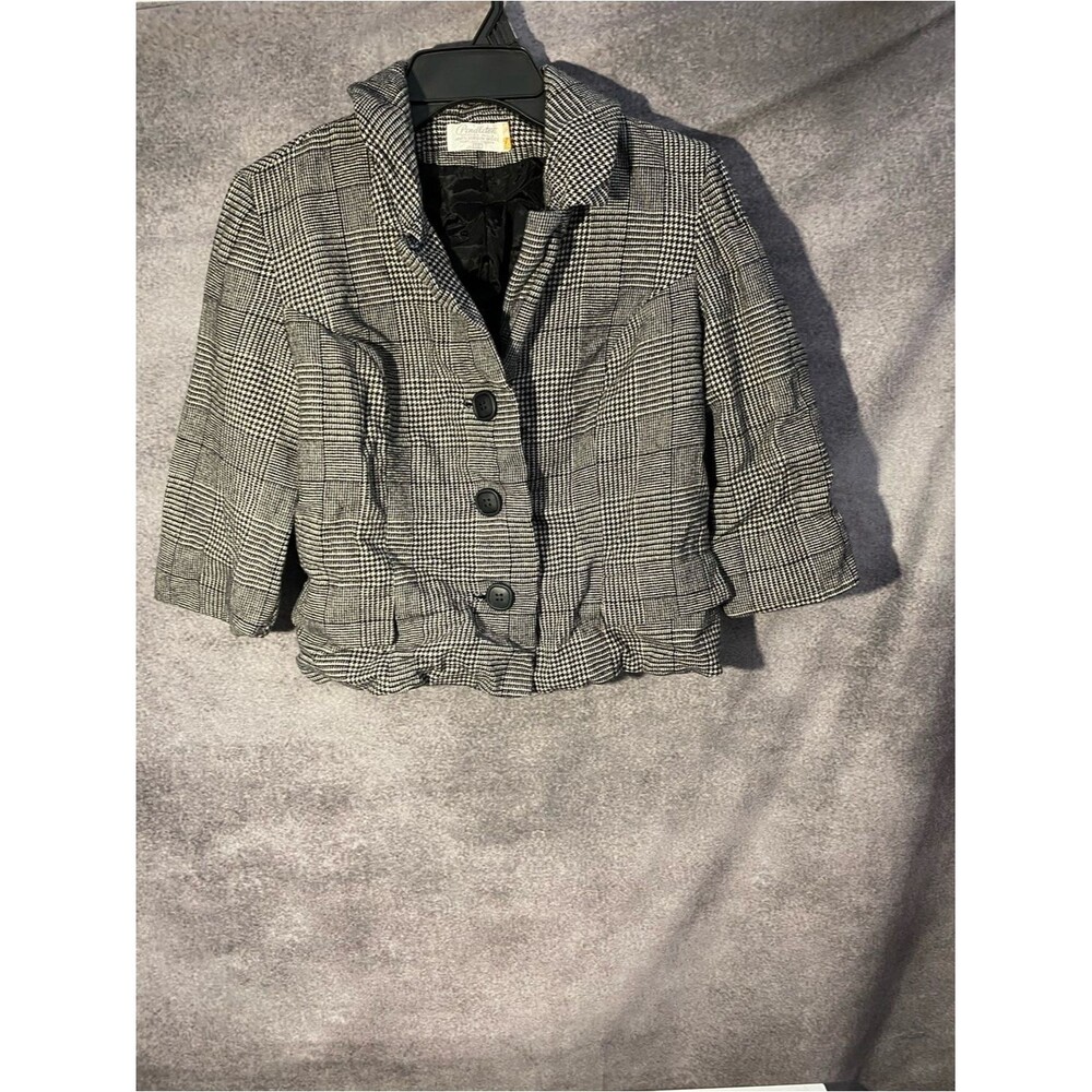 VTG Pendleton Wool Blazer Houndstooth Plaid Cropped Women Sz 10 Read Description
